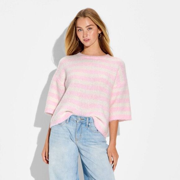 Wild Fable - Women's Short Sleeve Crewneck Pullover Sweater - W Pink - Picture 2 of 3